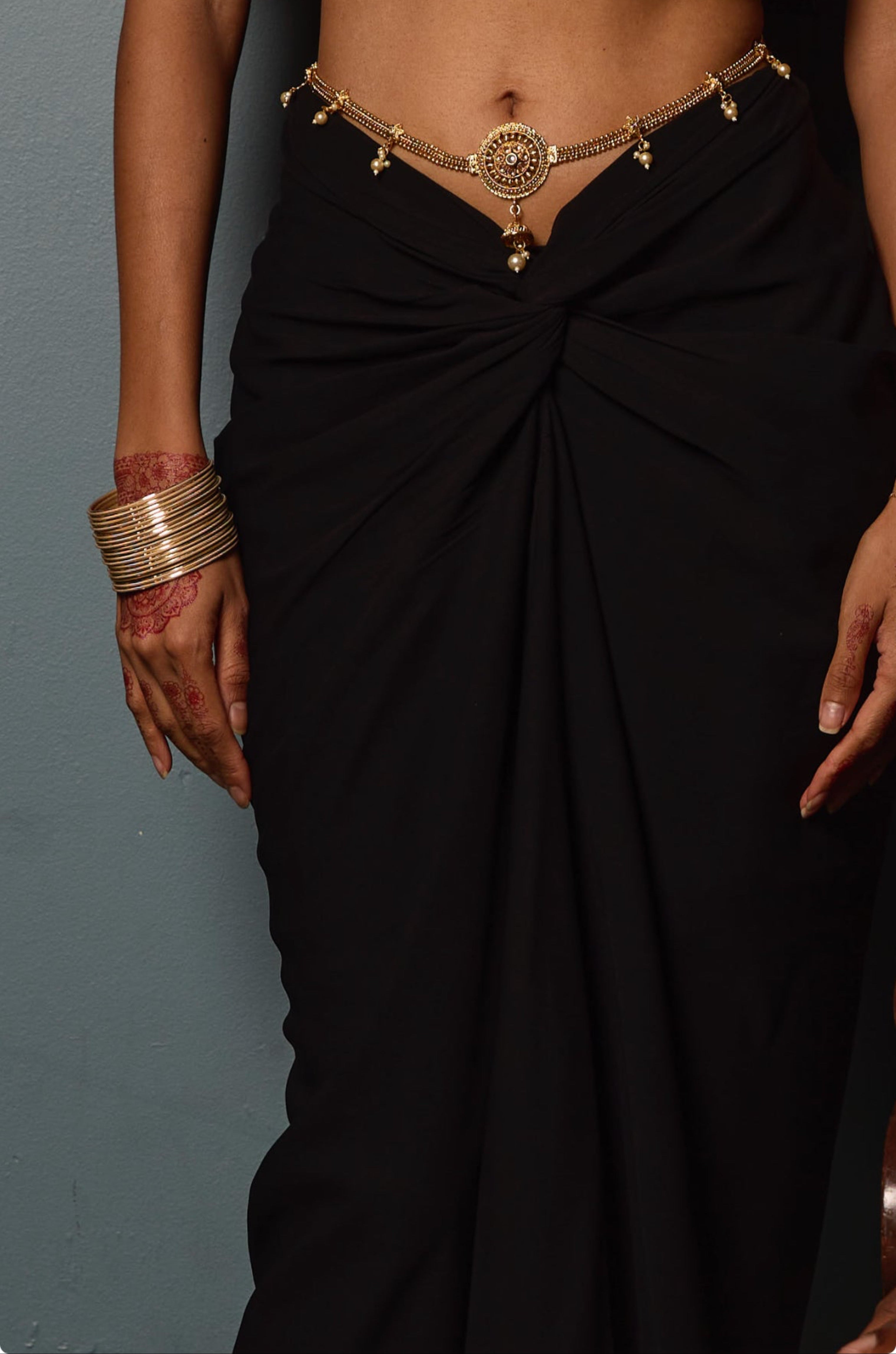 Sari-Draped Maxi Skirt