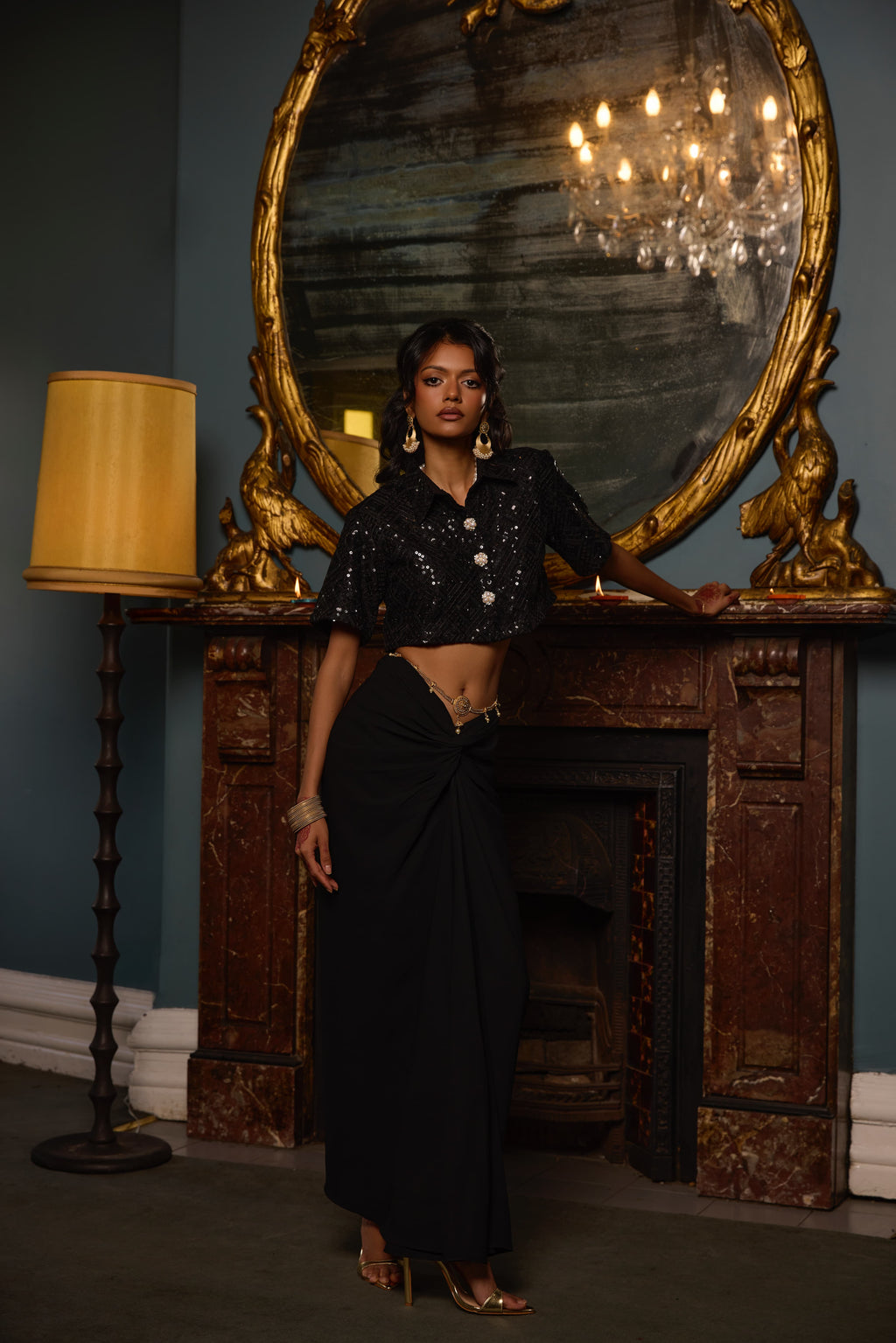 Sari-Draped Maxi Skirt