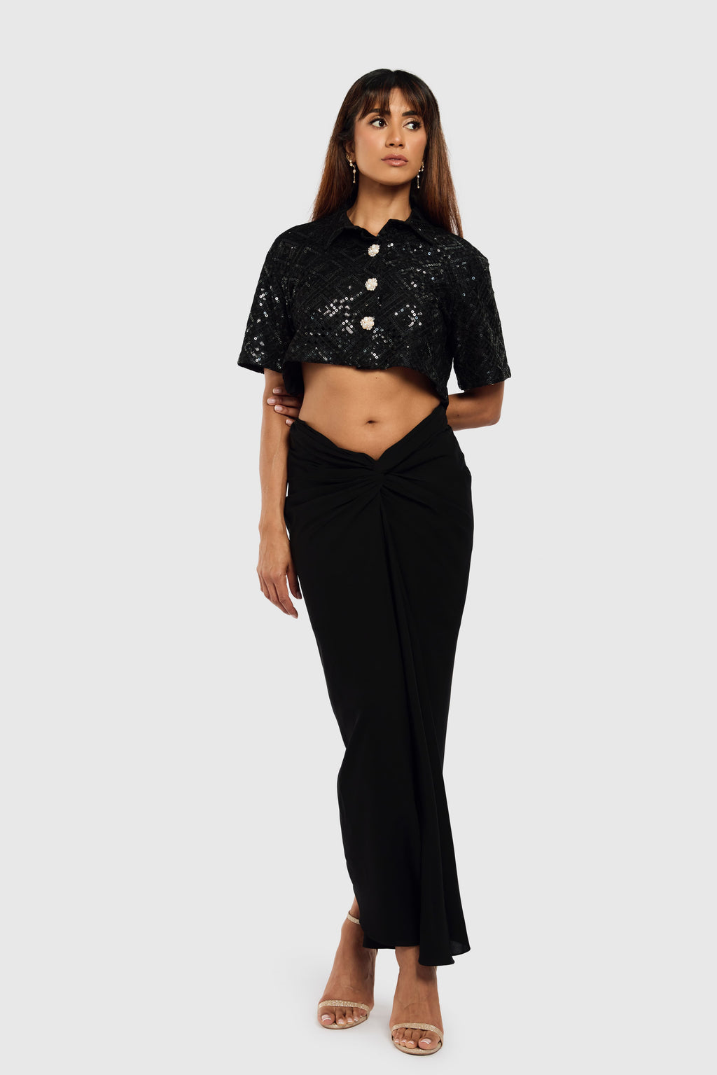 Sari-Draped Maxi Skirt