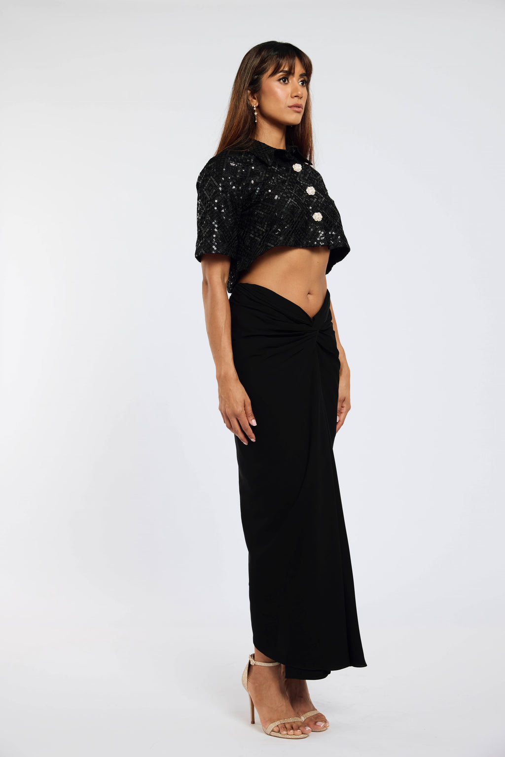 Sari-Draped Maxi Skirt