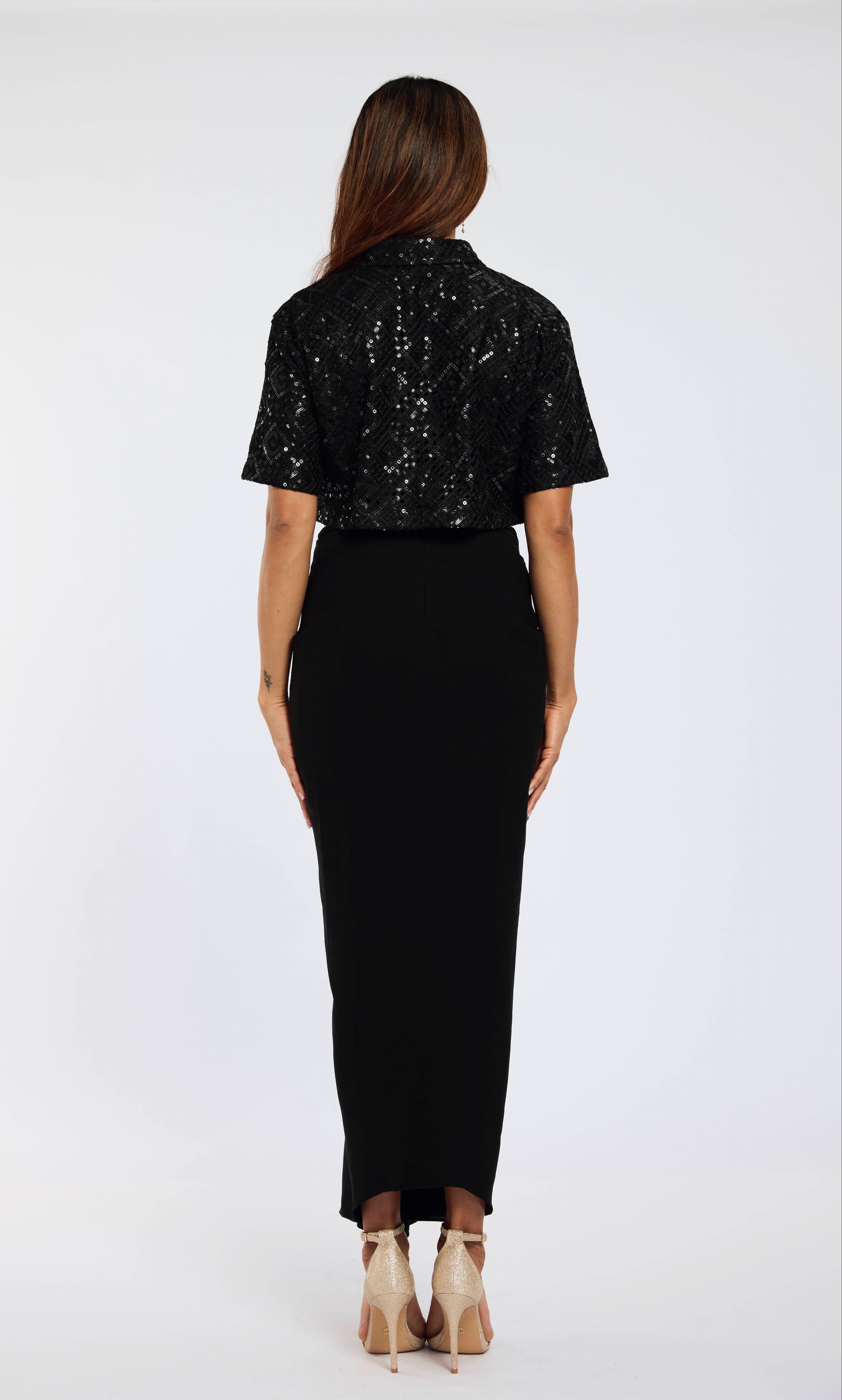 Sari-Draped Maxi Skirt
