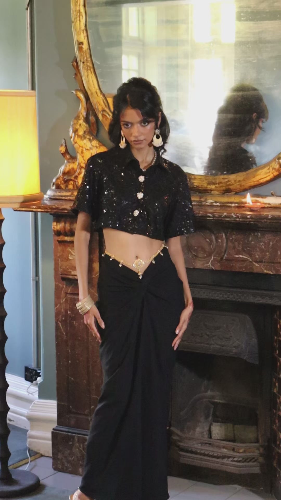 Sari-Draped Maxi Skirt